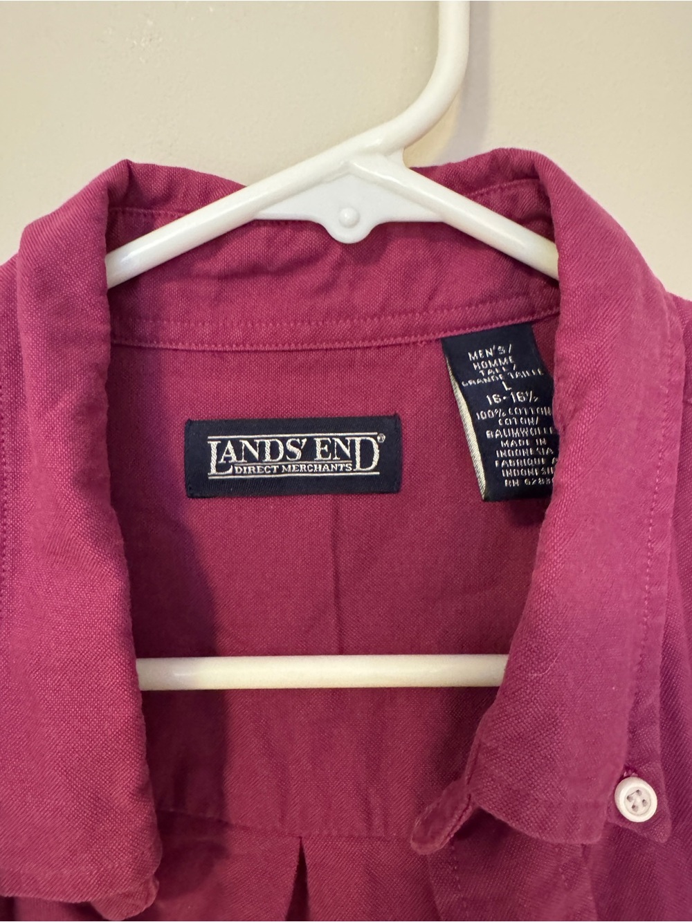 Lands' End Men's Button-Down Shirt in Raspberry